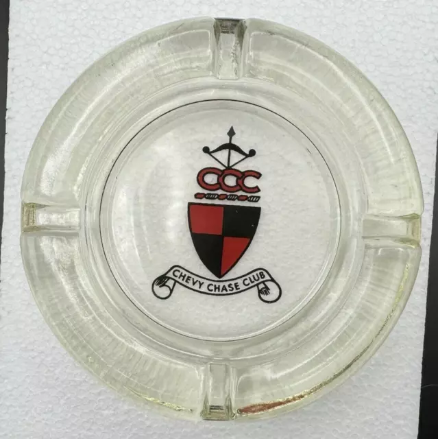 Vintage Glass Advertising Ashtray CHEVY CHASE CLUB CCC Maryland Country Golf