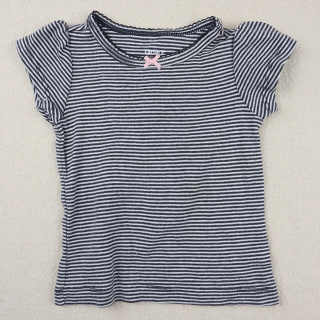 Baby Carters Stripe T Shirt Lot Size 3 Month Girl Infant Top Gray Pink Stripe 3M