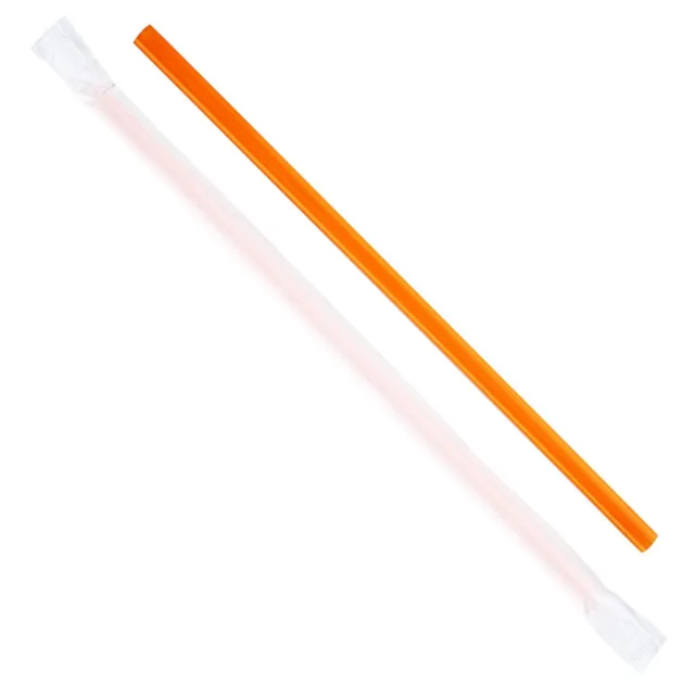 Karat 9" Giant Straws (8mm) Paper Wrapped - Orange - 2,500 ct, C9075 (Orange)