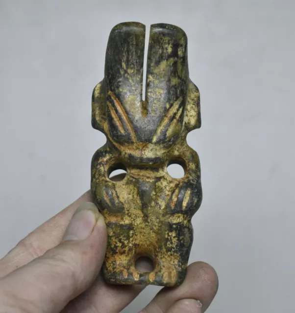 10CM Old China Hongshan Culture Jade Dynasty Palace Helios Sun God Pendant Q43