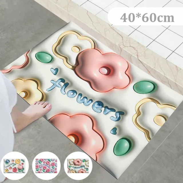 3D Flower Absorbent Mat Anti-Slip Diatom Mud Floor Mat Foldable Bathroom swbMS g