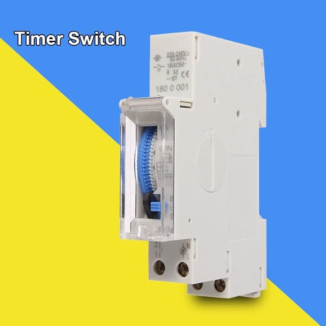 Relais commutateur  minuterie Rail Din Programmable mécanique 24H 220V AC 16A