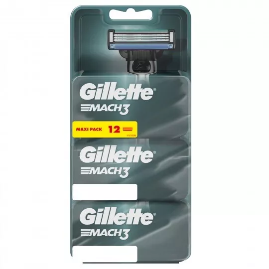 **MAXI PACK** 12 Lames Rasoir GILLETTE MACH3 + 3 offertes = 15 LAMES