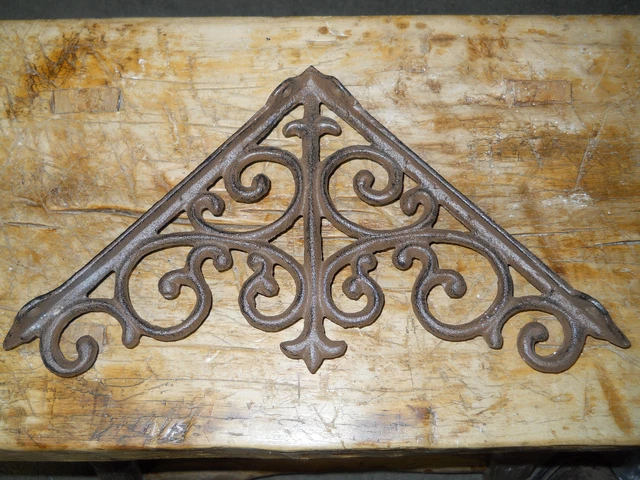 4 Cast Iron Antique Style Large HD Brackets Garden Braces RUSTIC Shelf Bracket
