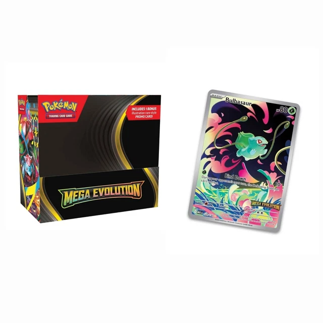 Bulbasaur Mega Evolutions Promo Pokemon TCG Mega Evolution Enhanced Booster  Box - NEW & SEALED English Booster Box Mega Pokemon Box