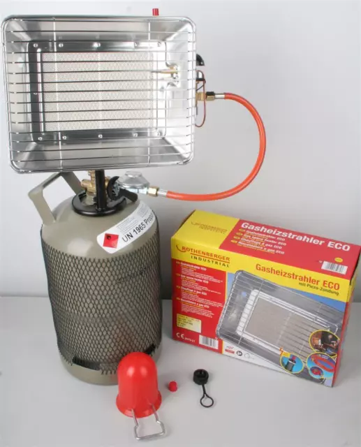 Rothenberger Heizstrahler 4,2 kW Piezo inkl. Schlauch Regler + 5 kg Gasflasche
