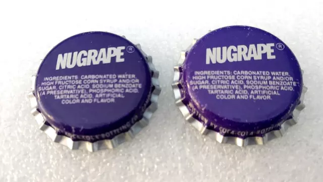 2 Vintage NuGrape Grape Soda Metal Bottle Cap NOS New 1980s