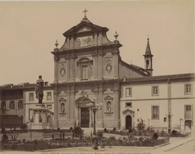 Italie, Firenze, Facciata della chiesa di S.Marco Vintage Albumen print, Italy