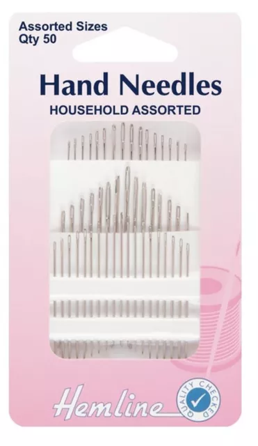 Hemline Hand Needles Household Essentials Assorted 50 Pieces Pack Mix H210.50