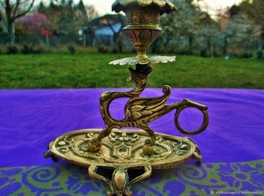 Bougeoir ancien en bronze 19ème siècle France Antique candlestick