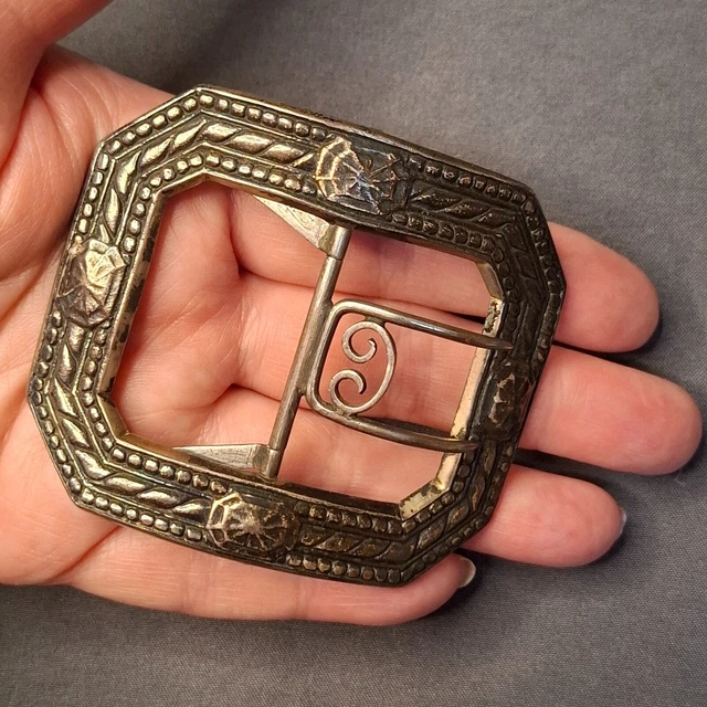 ANCIENNE BOUCLE DE Ceinture en laiton émaillée Napoléon III EUR 35,00 - FR