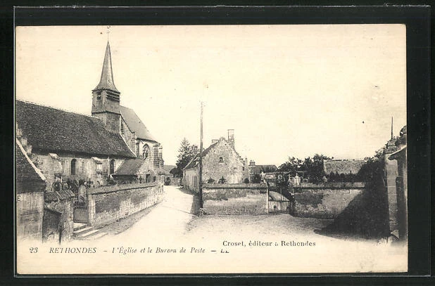 CPA Rethondes, L´Église et le Bureau de Poste