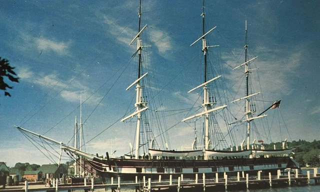 Charles W. Morgan Whale ship - Mystic, Connecticut CT - Vintage Chrome Postcard