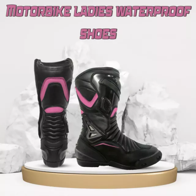 UK Ladies Motorbike Shoes Motorcycle Boots Waterproof For Womens CE Armoured New