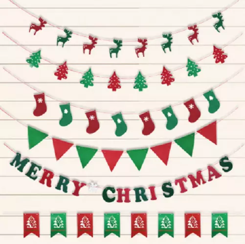 Merry Christmas Bunting Garland Banner Hanging Flag XMAS Tree Party Decor ate 3