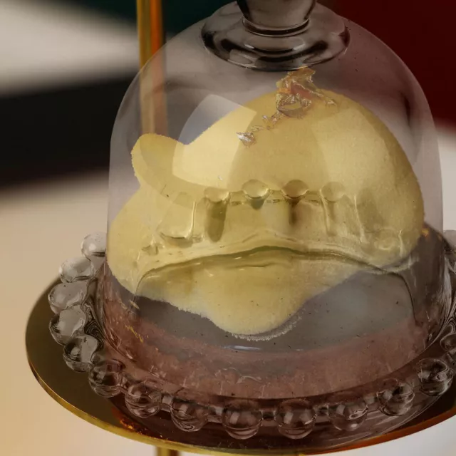 Mini Glas Kuchen Glocke mit Knopf, transparent, 5 Stücke-ER