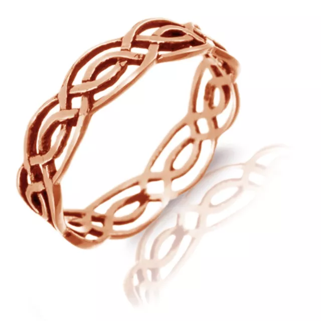 Dainty 14K Rose Gold Plate Celtic Infinity Sterling Silver Band Ring