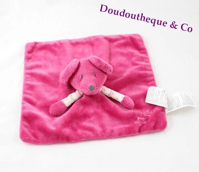Doudou plat souris OBAIBI rose fushia étoiles 25 cm (VA/VA)