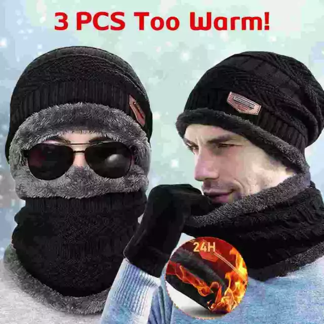 Gorro Para Hombre Gorros De Invierno Hombres Para El Frio Con Bufanda Punto Nuevo