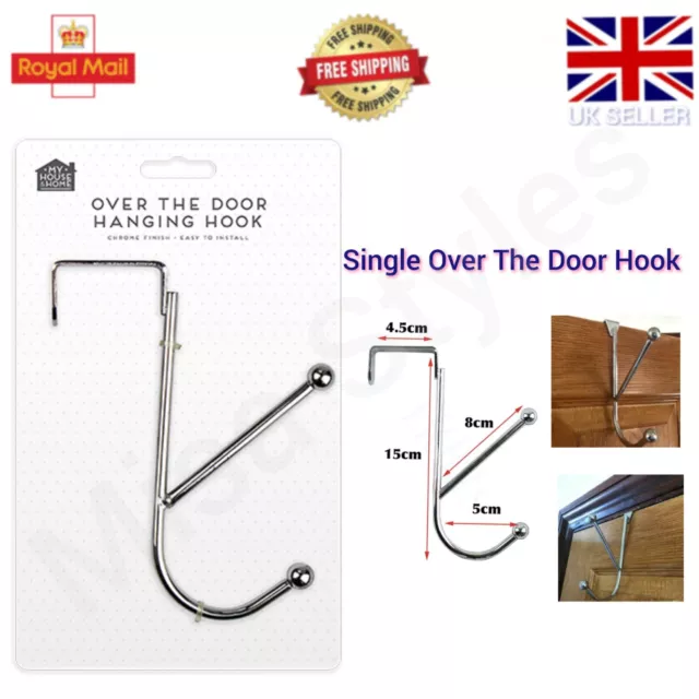 Strong Over The Door Hook Hangers Clothes Coat Rack Hooks Towel Hanger Chrome Uk