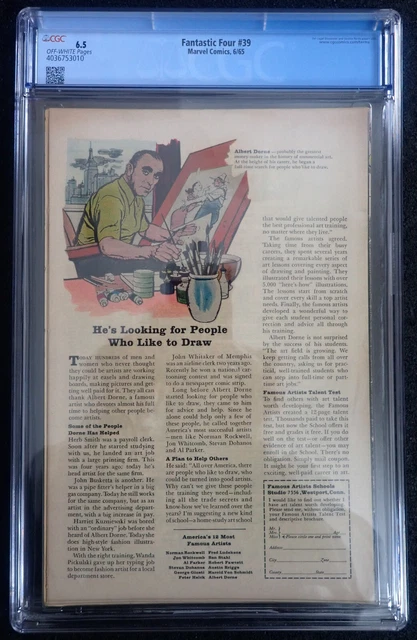 Fantastic Four #39 💦 CGC 6.5 OW 💦 Doctor Doom and Daredevil Appearances 1965 3