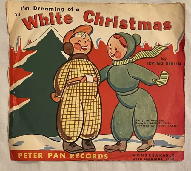 WHITE CHRISTMAS 50's 7" Picture Sleeve PS 78 RPM Childrens KIDS Colored Vinyl