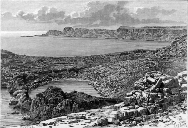 GRECE: Vue de la rade de LINDOS sur l'ile de RHODES au 19eme siècle -Gravure 19e