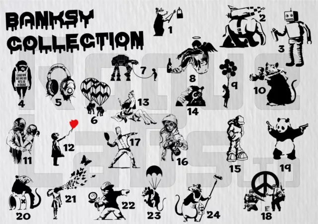 Banksy Collection - Sticker Vinyl Decal Design Home Rat Monkey Graffiti Wall Art