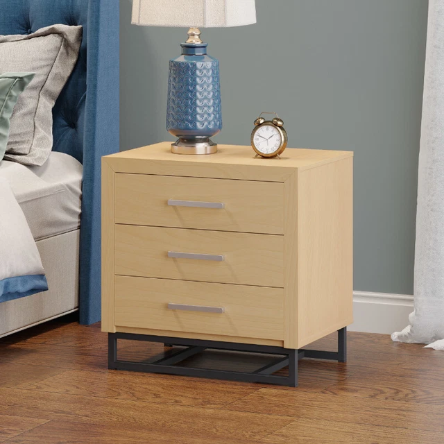 Cayuga Faux Wood 3 Drawer Nightstand Bedroom Furniture Chests of Drawers Dresser