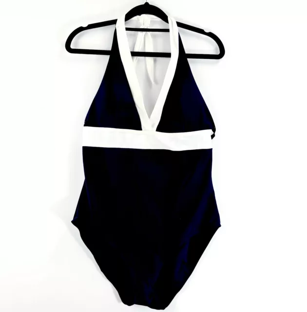 Now Ladies Black & White Bathers One Piece Swimsuit Swimwear Halter Neck Size 16