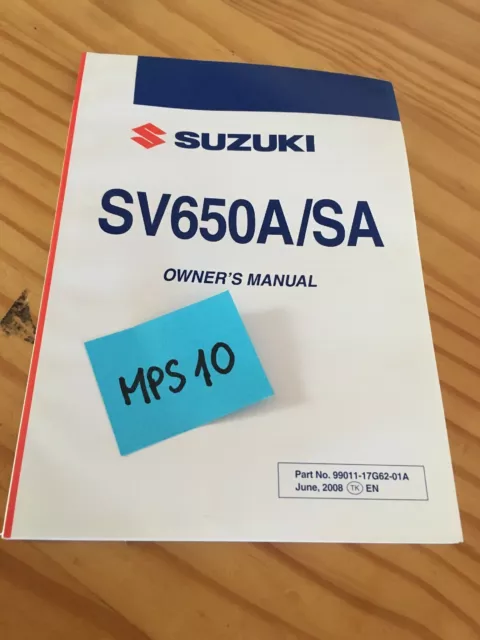 Suzuki SV650A / SA SV650 K9 A SA manuel entretien conducteur propriétaire moto