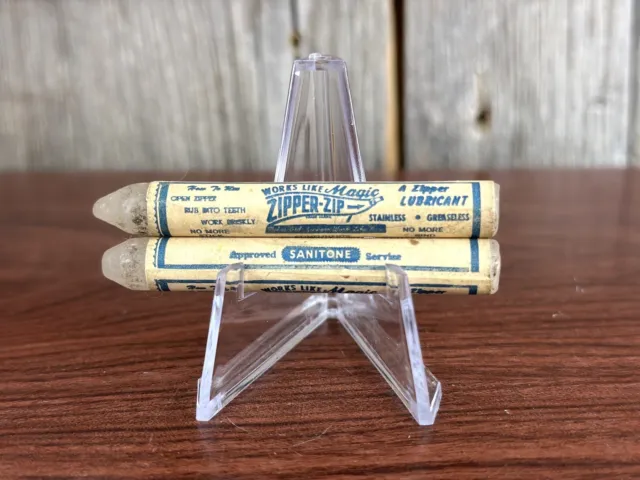 Vintage Sanitone Zipper-Zip Zipper Lubricant Pencil Kelley Cleaners Lot Of 2