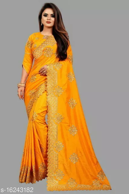 Women's Indian Traditional Saree With Blouse, Ethnic, Partywear, Free Shipping