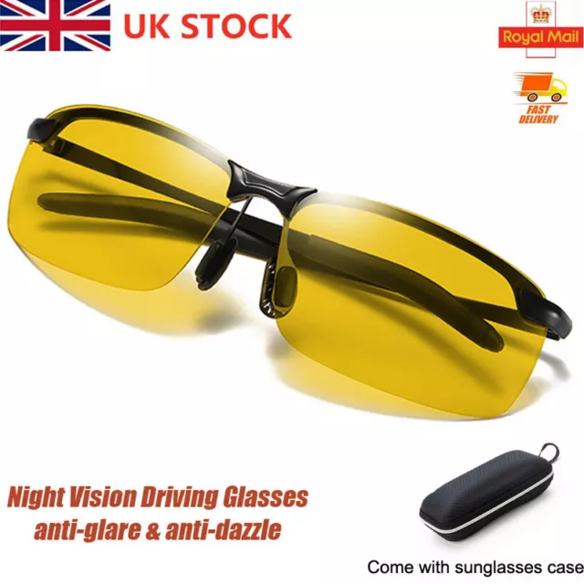 Unisex Night Driving Glasses Polarized Yellow Lens Anti Glare Vision Tinted  .