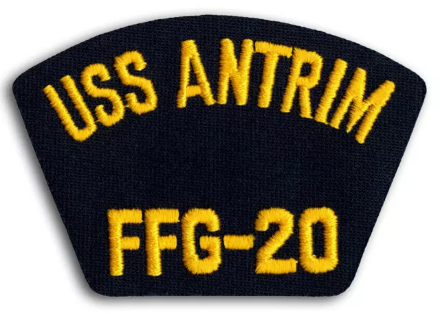 US Navy FFG-20 USS Antrim Guided Missile Frigate Cap Patch Iron-On (b)