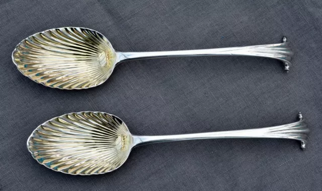 Superb Pair Of Victorian Silver Onslow Pattern Serving Spoons - Francis Higgins