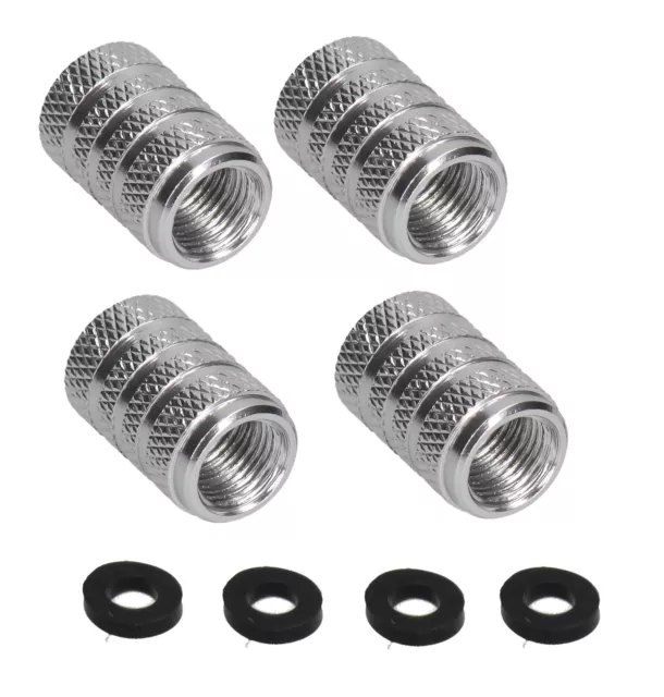 Pro Bolt Ventilkappen Aluminium 4er Set silber für Motorrad Moped Roller PKW