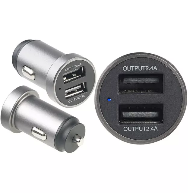revolt Mini-Kfz-USB-Ladegerät mit 2 Ports, 12 & 24 V, 4,8 A, 24 Watt, Metall 2