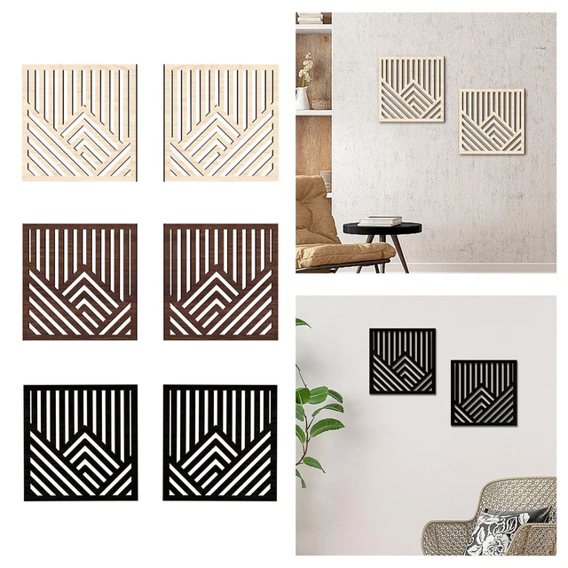 Fenteer Lot De 2 Panneaux Art Mural Géométrique Bois 30x30 Cm - Minimaliste Érable
