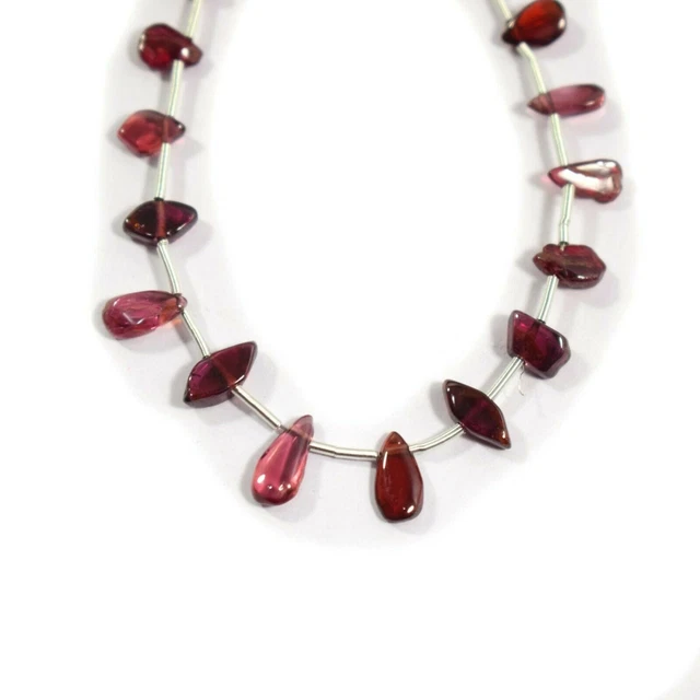 Perles de pierres précieuses plates en forme de poire plate de grenat rouge... 2