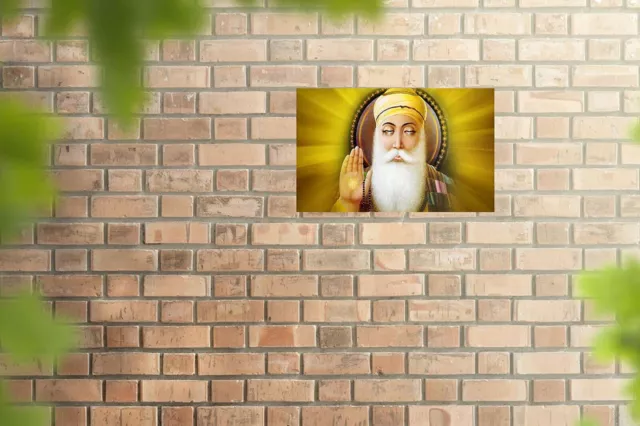 Indian traditional Guru Nanak Dev ji Wall Sticker Multicolor Size 18 X 12 Inch