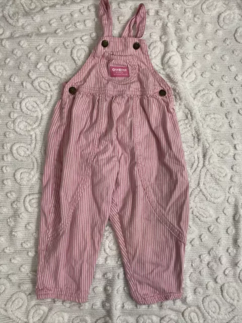 VTG Osh Kosh B’ Gosh Pink Striped Overalls, Toddler Girl 3t, Pink Tag