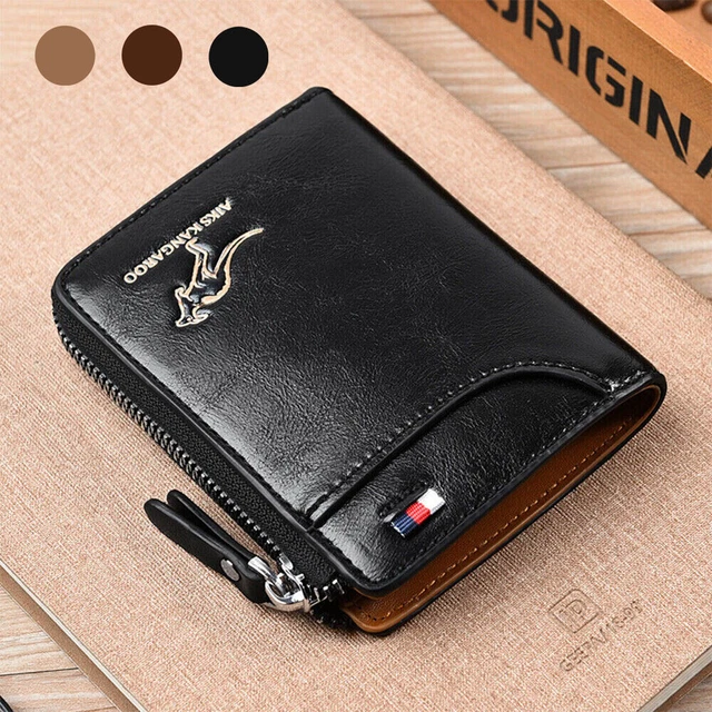 Mens RFID Blocking Leather Wallet Credit Card ID Holder Zipper Purse Waterproof