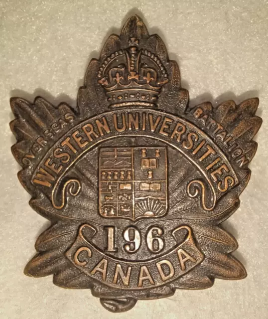 196th Battalion (Western Universities) CEF Cap Badge, Canadian WW1