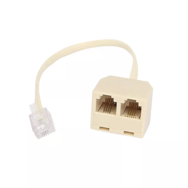 RJ11 6P4C 1 macho a 2 hembra Línea telefónica divisor Conector Beige