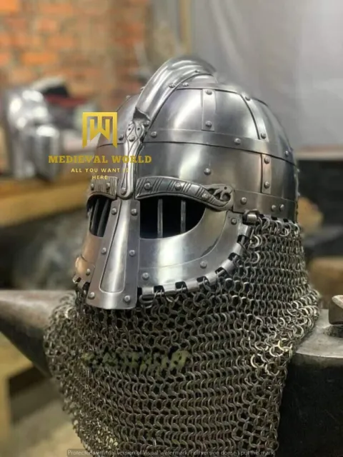 Authentic Medieval Steel Viking Vendel Helmet with Chainmail- SCA/LARP Best Gift 3