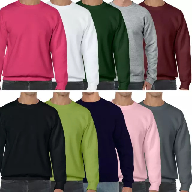 Mens Plain Sweatshirt Jersey Sweater Pullover Jumper Work Casual Top Size S-3XL