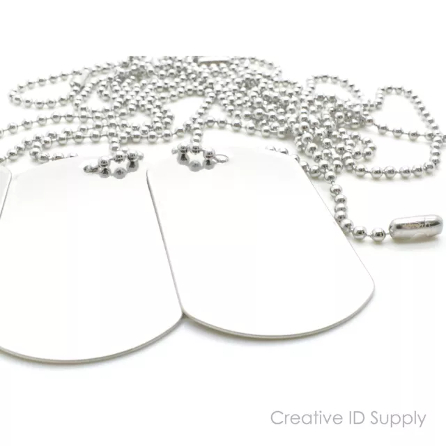 LOT 50pc BLANK STAINLESS STEEL DOG TAG  SHINY/MATTE WITH 50pc 30" S/S NECKLACES
