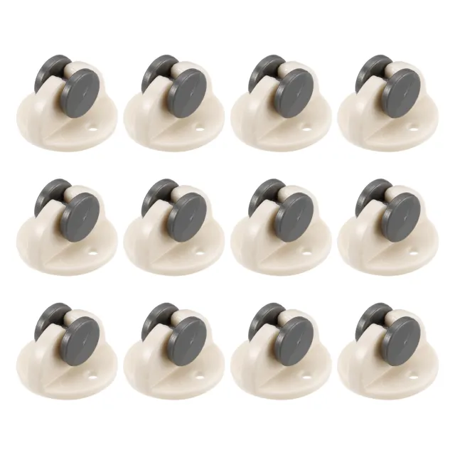 Mini Caster Wheels, Plastic Paste Pulley for Trash Can, Container (12Pcs, White)