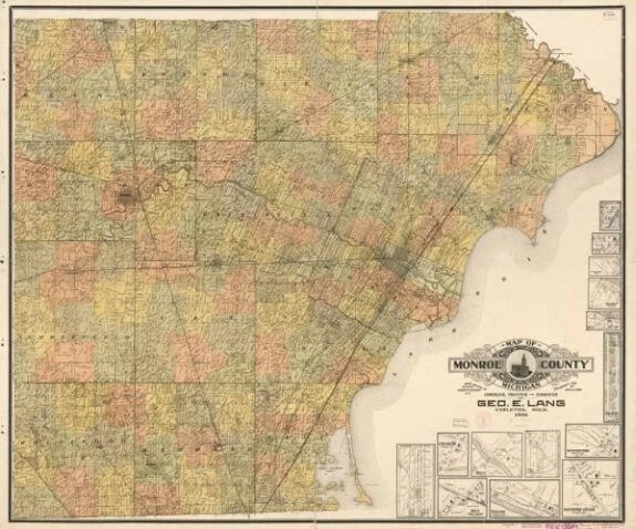 Vintage 1901 Map of Map of Monroe County, Michigan Michigan, Monroe County, Unit